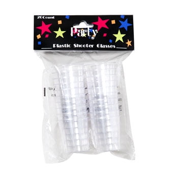 SHOT GLASS DISPOSABLE PLASTIC 20CT/1OZ CLEAR PARTY PBH, Case Pack of 36