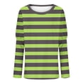 thumbnail image 4 of Charella Long Sleeve Shirts for Women Fashion Striped Crew Nack Tee Casual Loose Tops Business Blouses (S, Green 1), 4 of 4