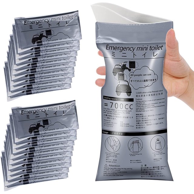 Bolsa desechable para orina de emergencia, 18 bolsas portátiles para acampar, bolsas para orinar de viaje, bolsa de orina portátil de emergencia para atascos de tráfico, bolsas para vómitos, para hombres y mujeres (algodón absorbente de agua) ER