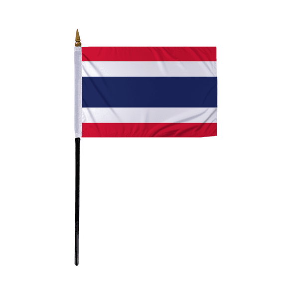 Promopatriot Small Thailand Country Stick Flag 4x6 inch 11" Plastic Stick Polyester Fabric Stitched Edges Hand Held Mini Small Stick Flags