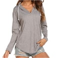 thumbnail image 1 of Blusas Para Mujer Camisas Conjuntos Tops Otoño / Invierno Cuello en V Color Sólido Manga Larga Top Casual Sudadera Con Capucha Suelta Odeerbi  ODB139258, 1 of 7