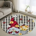 thumbnail image 2 of Round Rugs 4 Ft, Gnomes Daisy Non Slip Area Rugs for Kitchen Bedroom Entryway, Retro Farmhouse Floral Black Buffalo Plaid Washable Carpet Runner Rug Floor Mats for Bedroom Home Decor, 2 of 9