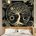 thumbnail image 2 of Sun and Moon Tapestry Tree of Life Wall Tapestry for Bedroom Aesthetic Black and Gold Wall Hanging Home Decor for Dorm Living Room 51in x 60in, 2 of 6
