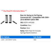 Rear Air Spring to Coil Spring Conversion Kit - Compatible with 2004 - 2010 INFINITI QX56 4WD 2005 2006 2007 2008 2009