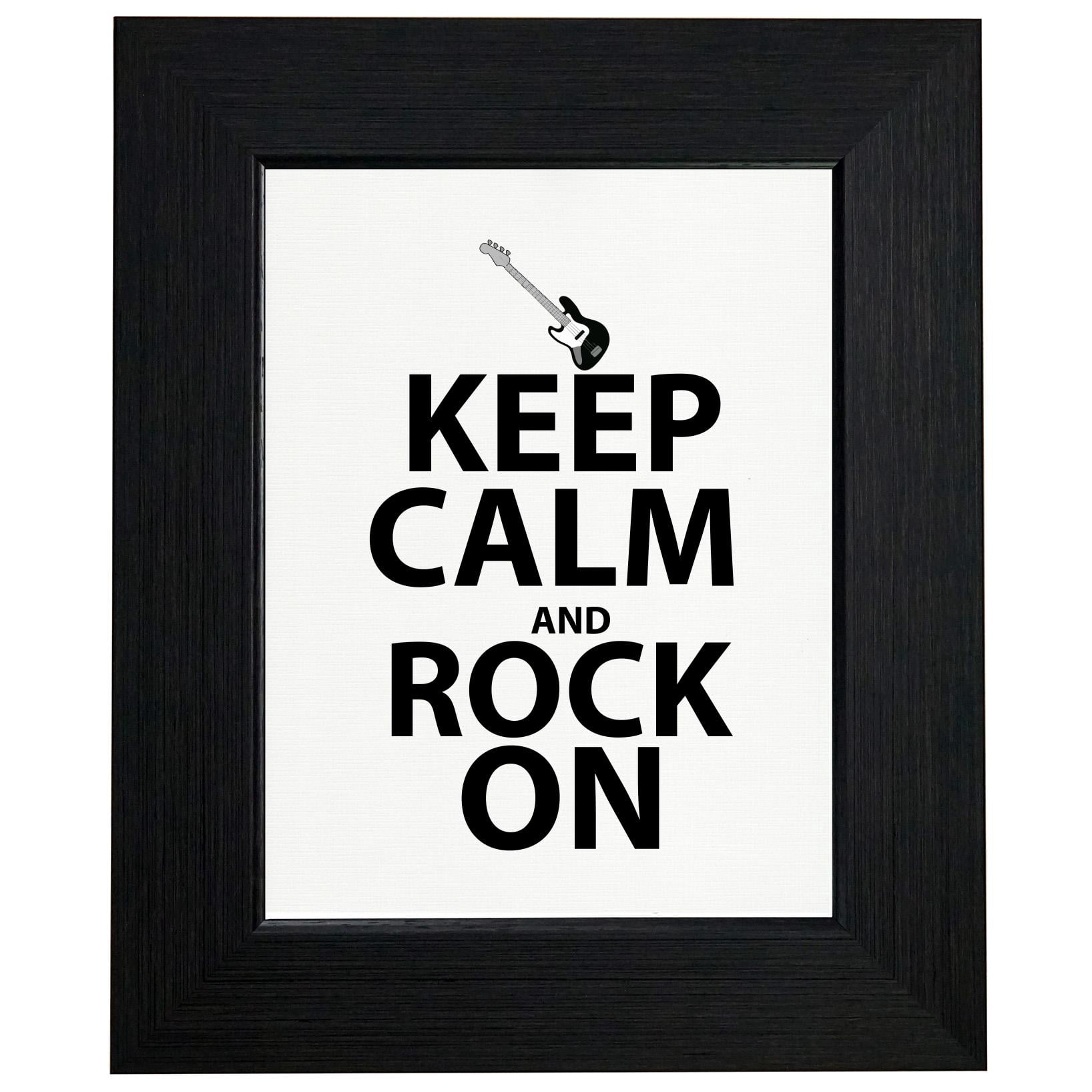 Keep Calm And Rock On Guitar Classic Framed Print Poster Wall or Desk