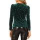 thumbnail image 3 of BLUSA METÁLICA BRILLANTE CON ESTRELLAS DE VISCOSA DE MANGA LARGA Y ESCOTE EN V PARA MUJERES CHIC XL VERDE, 3 of 7