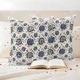 thumbnail image 3 of Blue Floral Vintage Outdoor Waterproof Pillow Covers, Farmhouse Shabby Botanical Decorative Square Throw Pillowcase Sofa Cushion Sham for Patio/Couch/Chair, 20"x20" 2 Pack, 3 of 8