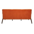 thumbnail image 3 of Rica 73 Inch Sofa- Soft Orange Velvet- Walnut Brown Solid Rubberwood, 3 of 8