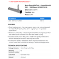 thumbnail image 2 of Water Pump Inlet Tube - Compatible with 2001 - 2003 Saturn LW300 3.0L V6 2002, 2 of 2