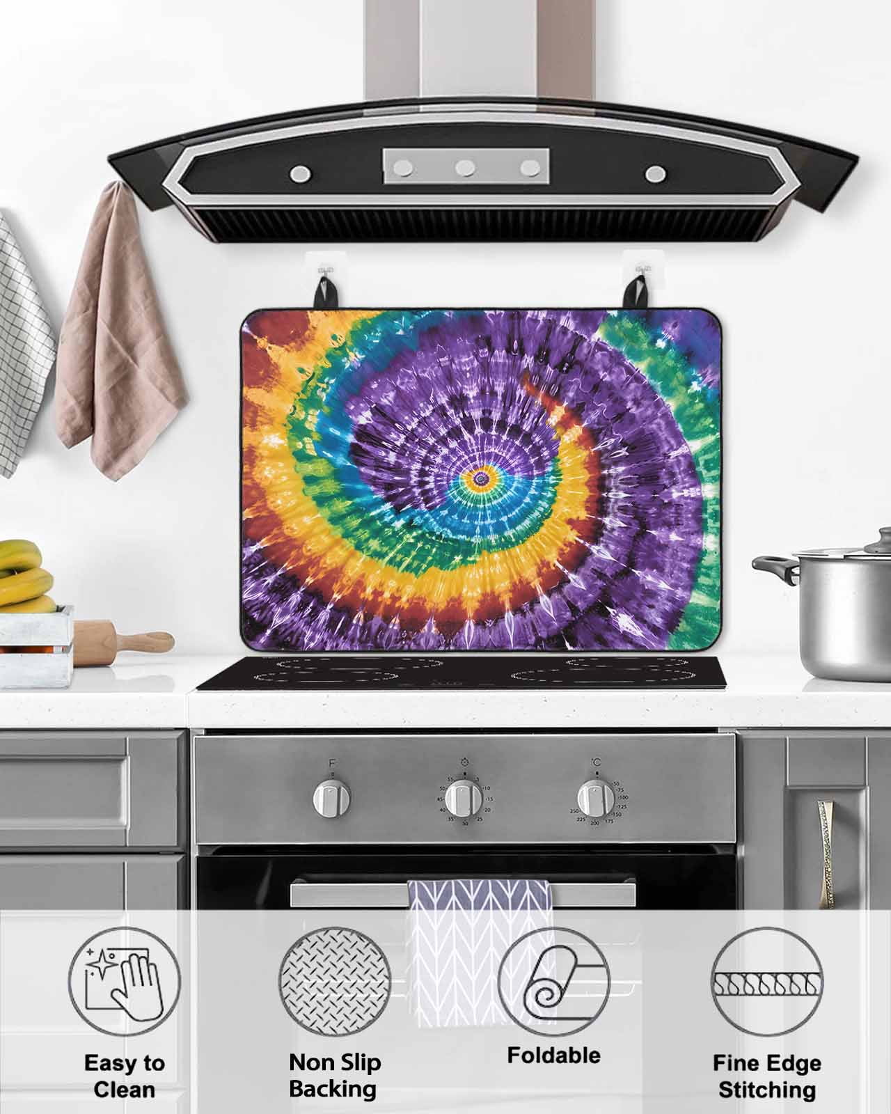 nqOlkjepod Large Induction Cooktop Protector Mat 24"x21", Colorful Stove Top Covers for Electric Stove, Ethnic Geometric Modern Abstract Art Decorative Stove Burner Cover Mats, Glass Top Stove Cover