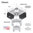 thumbnail image 4 of 6 in. Premium Stainless Steel Heavy Duty Square Paver Drain Grate for Multiple Pipe Sizes - Drainage Cover Made in USA, 4 of 5