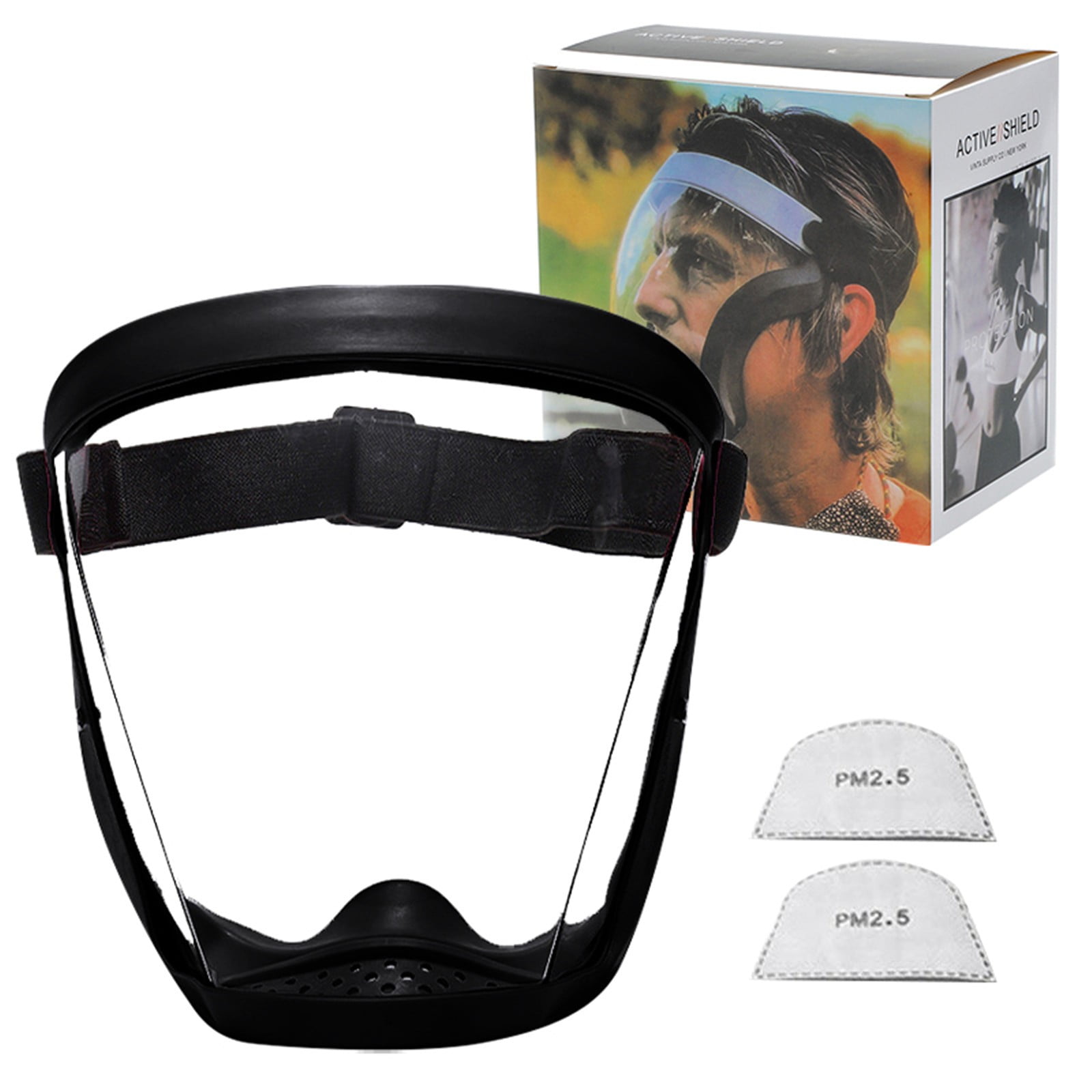 LYINGF Anti Fog Mask,Adult Clear Face Shield,Plastic Face Mask ,Full Face Shield for Yard Work & Woodworking,Wide View Clear Visor with Anti-Fog Coating,Breathable Bottom Design,Adjustable Headband