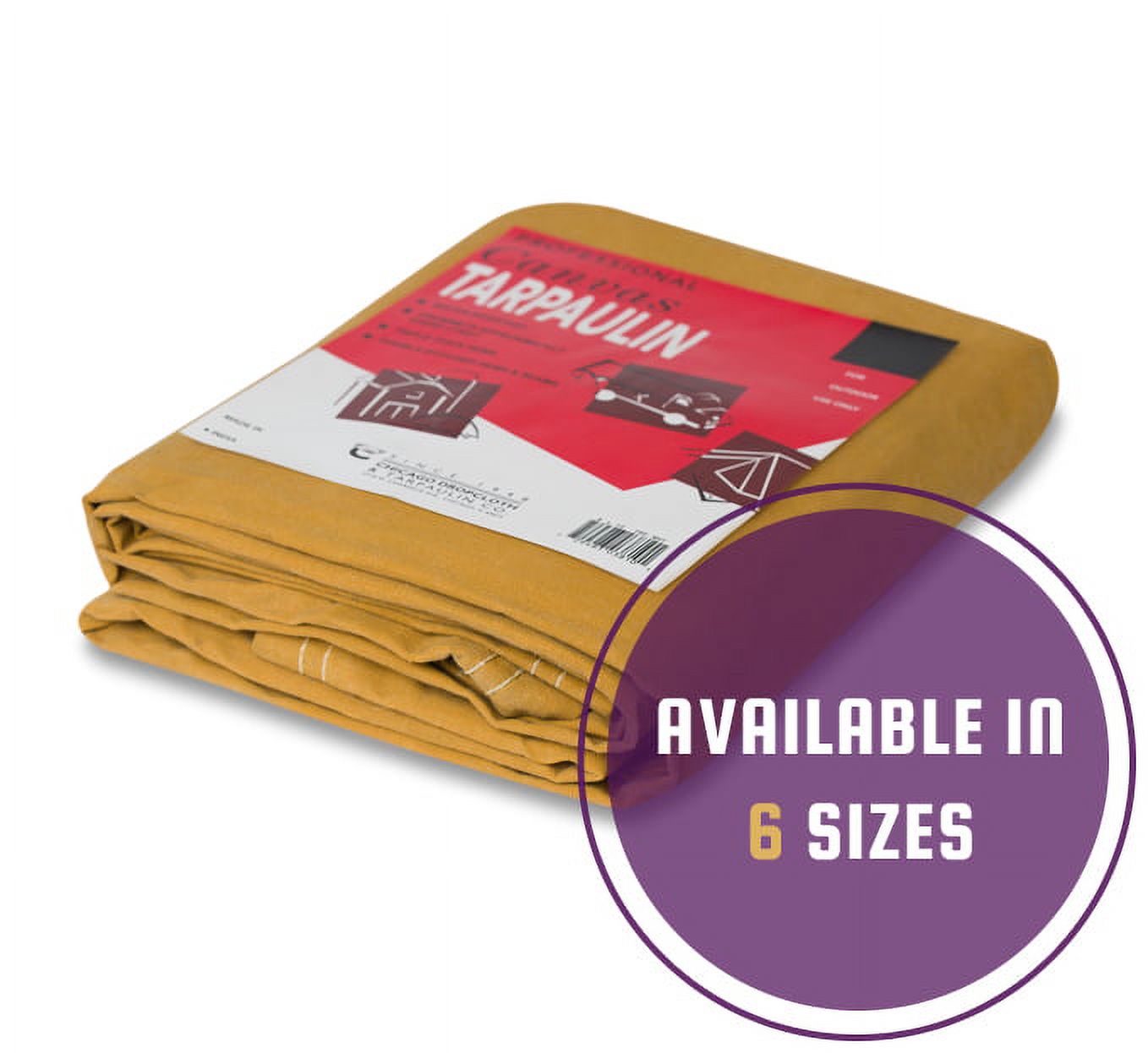 Chicago Canvas & Supply 16 Oz Heavy Duty Gold Canvas Tarp – 8 X 12 Feet, Water Resistant