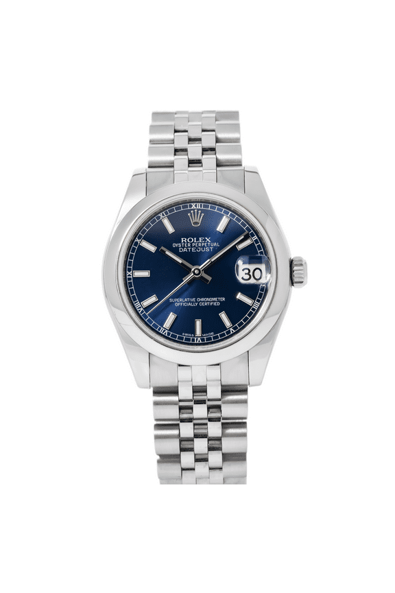 Pre-Owned Rolex Datejust 31MM 178240 Blue Dial Smooth Bezel Stainless Steel Jubilee Bracelet