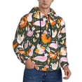 thumbnail image 2 of Pofeuu Roosters and Chicks Print Mens Casual Hooded Collar Drawstring Hoodies Pullover Sweatshirts Casual Long Sleeve Shirts-XX-Large, 2 of 7