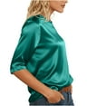 thumbnail image 5 of Bmisegm 3/4 Sleeve Tops for Women Classic Fit Casual Crew Neck Solid Pullover T Shirt Everyday Style Womens Casual Tops Green S, 5 of 9