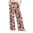 thumbnail image 2 of Women's Casual Wide Leg Sweatpants, Loose Christmas Print Sports Pants, Holiday Lounge Wear for Festive Seasons and Cozy Comfort,Purple Pink,L, 2 of 7