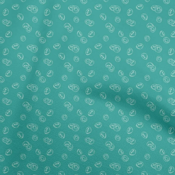 oneOone Viscose Chiffon Turquoise Green Fabric Donuts Diy Clothing Quilting Fabric Print Fabric By Yard 42 Inch Wide
