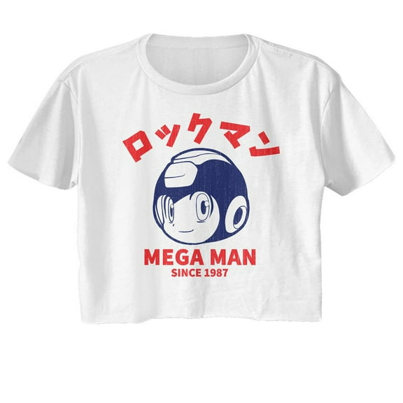 Mega Man Since 1987 White Women's Festival Crop Top T-Shirt