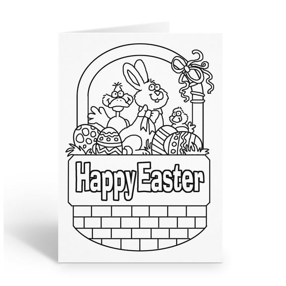 Stonehouse Collection | Holiday Easter Kid Set of Coloring Greeting Cards | 12 S