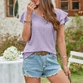 thumbnail image 5 of Fashion Women's Summer V-Neck Solid Short Sleeve Sexy Top Blouse Cropped T Shirts for Women ,Purple,S, 5 of 7