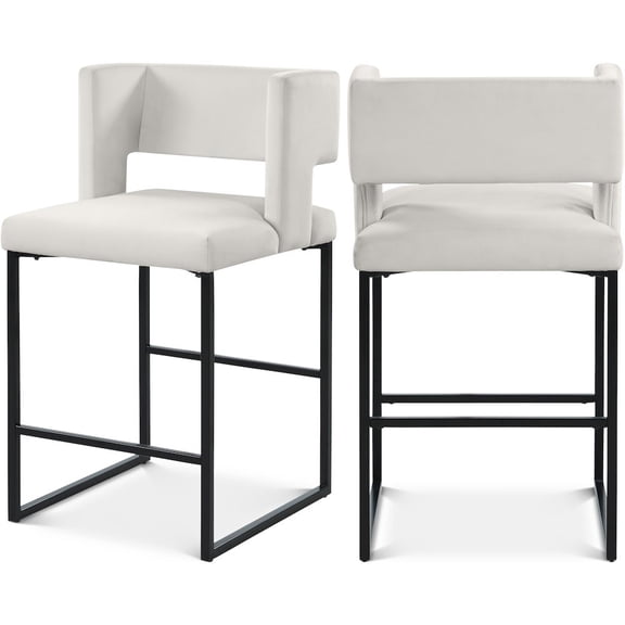 Meridian Furniture Caleb Cream Velvet Counter Stool (Set of 2)