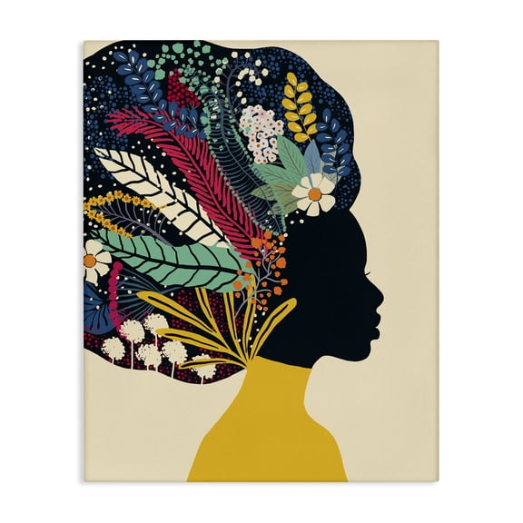 Stupell Industries Eclectic Bold Woman Botanical Blooms Motif Yellow Accent Canvas Art, 16 x 20, by Ioana Horvat