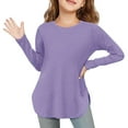 thumbnail image 2 of Otqutp Soft Polyester Girls Long Sleeve Tunic T-Shirt - Side Slit Casual Top for 3-12 Years, Comfort Fit Spring/Autumn Kids Wear, 2 of 7
