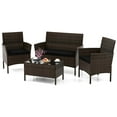 thumbnail image 2 of Costway 4 PCS Patio Furniture Set with Washable Cushions and Tempered Glass Coffee Table Black, 2 of 10