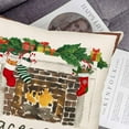 thumbnail image 4 of Merry Christmas Pillow Covers Red and Green Holly Berry Xmas Stocking Gifts Fireplace Pattern Throw Pillow Cases Winter Peace & Cozy Christmas Decorations Pillow Cover 20x20 Inch Cotton Linen, 4 of 6