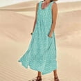 thumbnail image 2 of Robes d'Été pour Femmes en Lin Robe de Plage Décontractée Robe Midi avec Poches, 2 of 9
