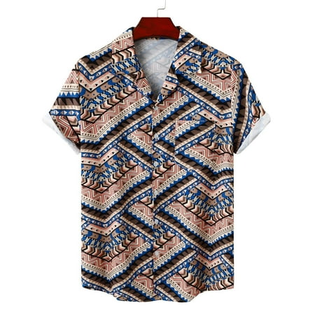 

TIANEK Men Casual Buttons Beach Non-Positioning Floral Print Turndown Short Sleeve Corset Tops Reduced