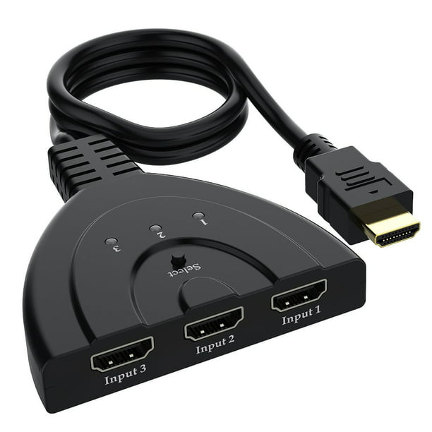 Ventilere konkurrence Installere 3-Port HDMI Splitter Switch Cable 2ft 3 In 1 out Auto High Speed Switcher  Splitter Support 3D,1080P For HDMI TV, PS3, Xbox One,etc - Walmart.com