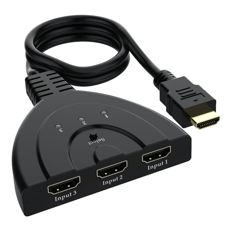 hovedpine Populær mål 3-Port HDMI Splitter Switch Cable 2ft 3 In 1 out Auto High Speed Switcher  Splitter Support 3D,1080P For HDMI TV, PS3, Xbox One,etc - Walmart.com