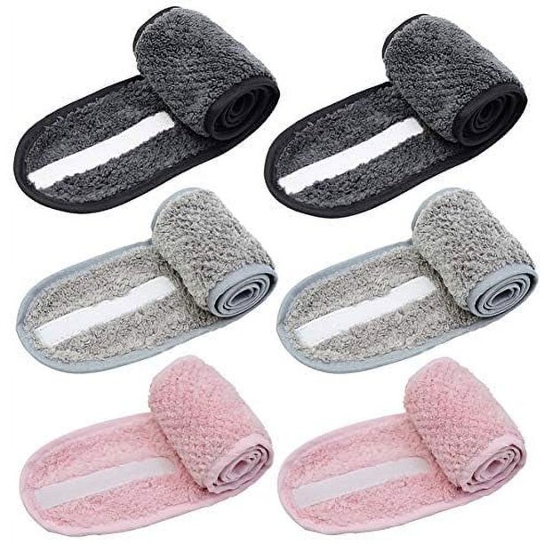 Simnice 6 Piezas Diademas Faciales de Spa Envolturas para la Cabeza Ajustables para Mujeres Maquillaje Ducha Baño Envolturas Faciales Diadema Deportiva Tela de Rizo Toalla Elástica Ajustable con Cinta