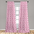 thumbnail image 4 of Ambesonne Leaves Curtains, Pink Aloha Leaf Botanical, Pair of 28"x84", Pink and White, 4 of 5