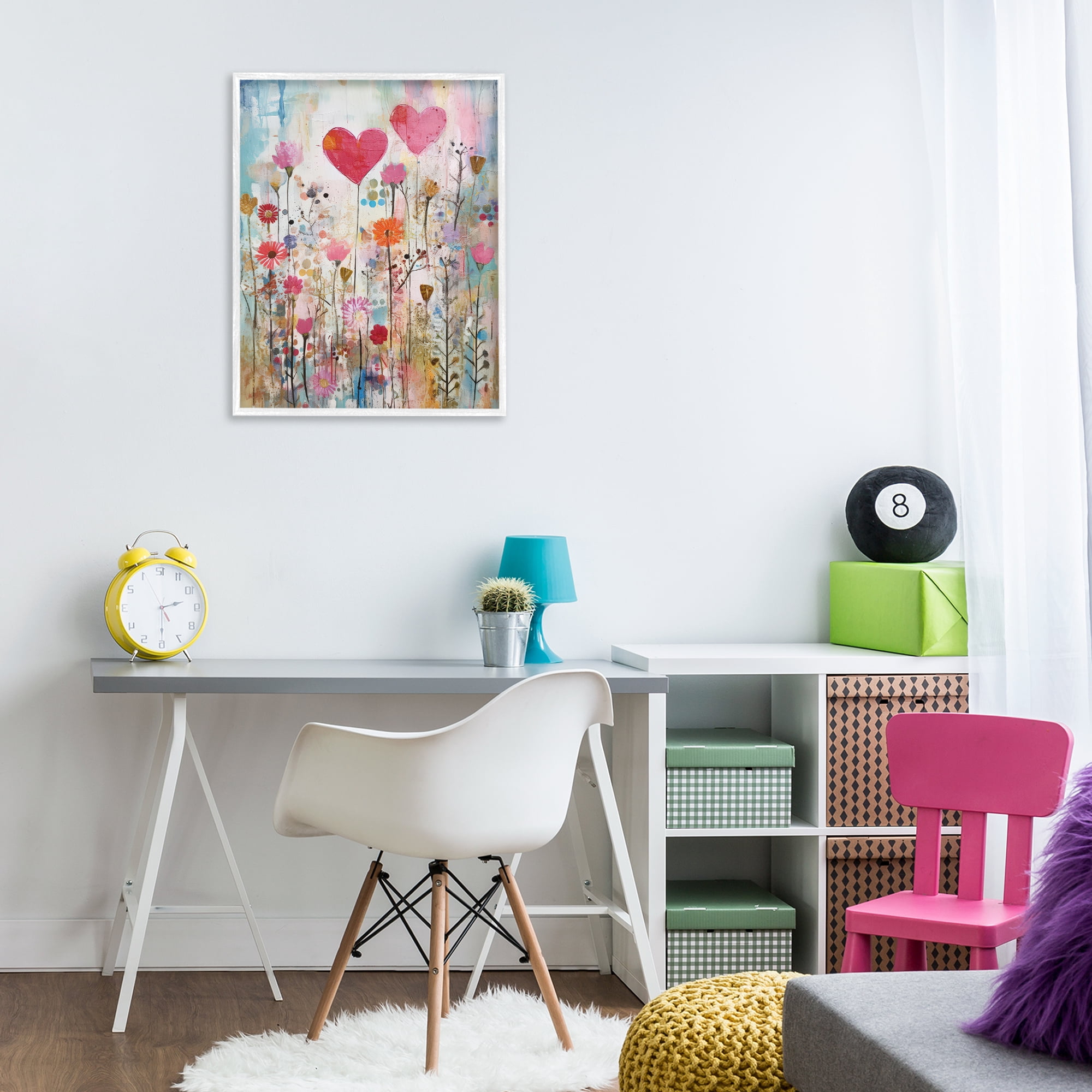 Stupell Industries Heart & Garden Collage Abstract Painting White Framed Art Print Wall Art, 24 x 30