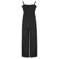 thumbnail image 6 of JNGSA Women's Jumpsuits Slim Cut Waist Commuter Jumpsuit Wide Leg Pants Spaghetti Strap Casual Summer Soild Rompers Black Clearance, 6 of 8