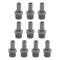 Plastic Hose Barb Fitting 0.5" 1/2"G Male Thread Straight Pipe Connector Grey 10 Pcs