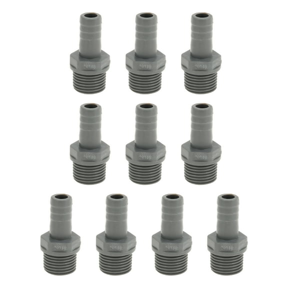 Plastic Hose Barb Fitting 0.5" 1/2"G Male Thread Straight Pipe Connector Grey 10 Pcs
