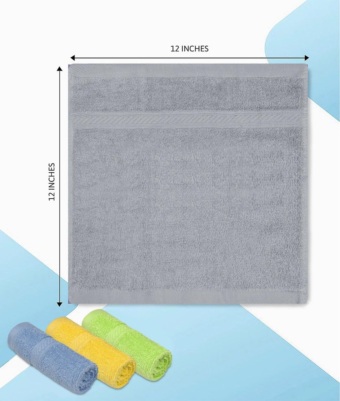 100% Cotton Bath Wash Cloths 24 Pack - 12" x 12"- Highly Absorbent Soft Washcloths for Face, Gym Towels, Hotel Spa Quality, Reusable Multipurpose (Dark, Light & Bright Colors)