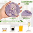 thumbnail image 3 of Haosy Set of 6 Drink Woven Coaster with Holder Heat Resistant Non-Slip Bar Coasters 4 Inches Purple Bear with Star Heart, 3 of 7