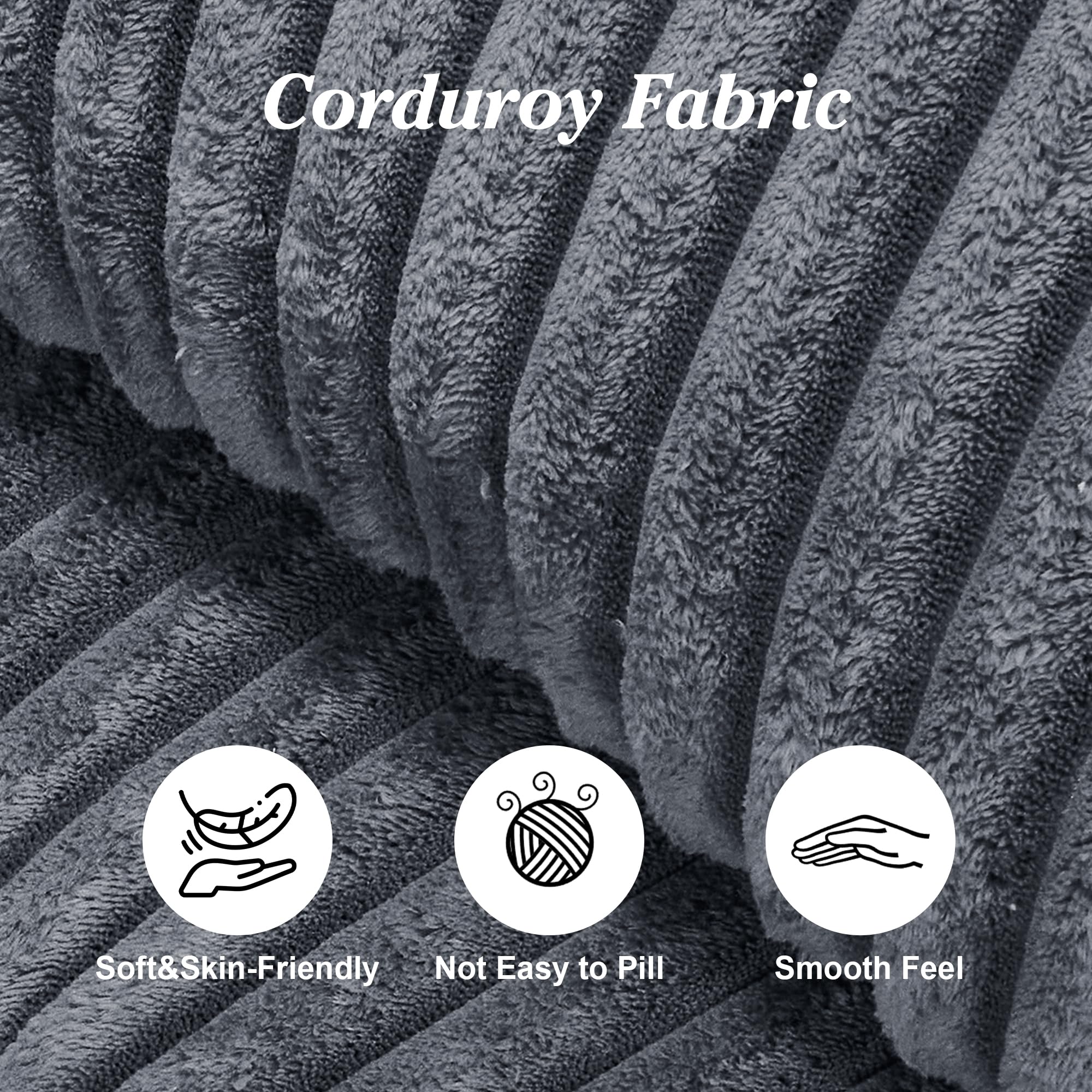 Upholstered Cloud Couch, Modern Minimalist Corduroy Couches for Living Room, Foam-Filled Compressed Sofa,No Assembly Required