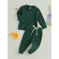 thumbnail image 3 of GXFC Infant Boys Fall Outfits Newborn Boys Long Sleeve Ribbed Sweatshirt and Elastic Long Pants Casual 2  Piece Autumn Set Clothing for Toddler Baby Boys 0-24M, 3 of 8