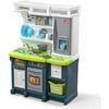 Step2 Lifestyle Custom Kitchen | Plastic Play Kitchen & Toy Accessories Set | Blue & Green Kids Kitchen Playset, Blue, White & Green