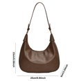 thumbnail image 2 of Shoulder Bag For Women Zipper Crescent Bag Pu Leather Hobo Bag For Travel Decor Bag (Brown), 2 of 10