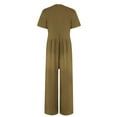 thumbnail image 5 of cfhntfmh Dressy Jumpsuits for Women Summer Loose Short Sleeve Crewneck Outfits Ribbed Knit Wide Leg Flowy Rompers with Pockets, 5 of 7