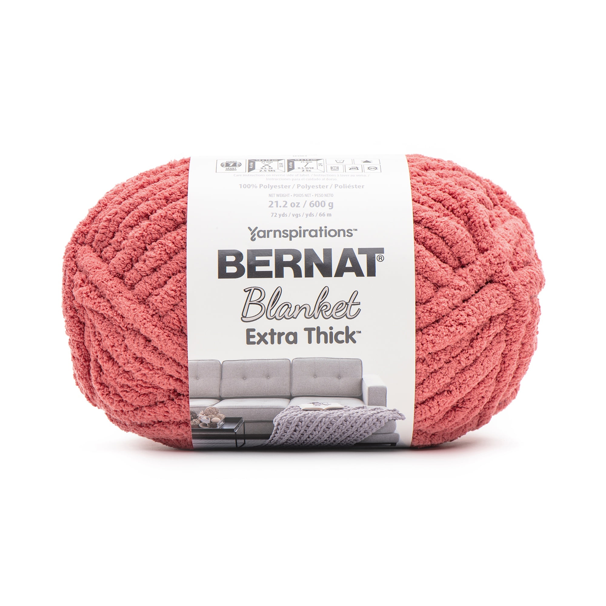 Bernat® Blanket Extra Thick™ #7 Jumbo Polyester Yarn, Clay 21.2oz/600g 72 Yards, F-BERNAT BLKT EXTHCK CLAY