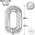 thumbnail image 5 of Silver Number Balloon 40 Inch, 0 Number Balloons, 10 20 30 40 50 Numbers Balloon Birthday Decorations, Silver Party Supplies for Women Men, 5 of 17