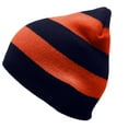 thumbnail image 5 of COUVER Striped Knit Warm Beanie with or without Pom Pom Winter Hats (Navy/ Orange), 5 of 7